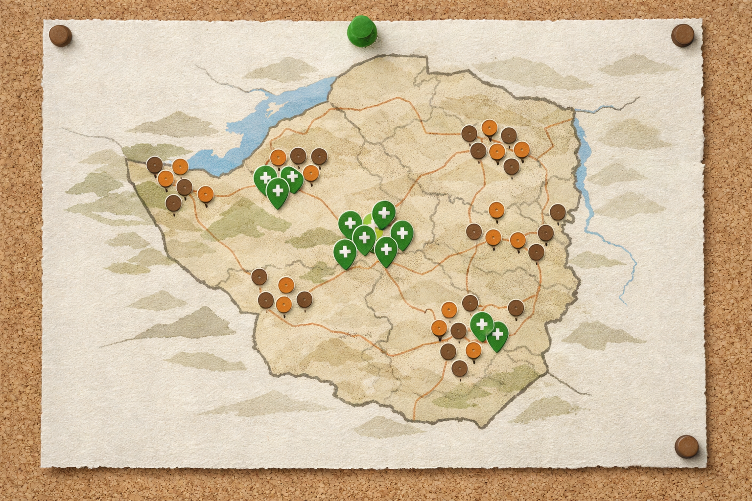 Zimbabwe resource map with location clusters